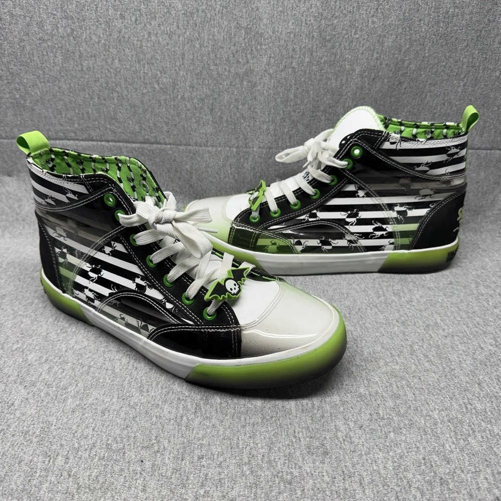 Ground Up Beetlejuice High Top Sneakers Black White Green Men's US 10 EUR 42
